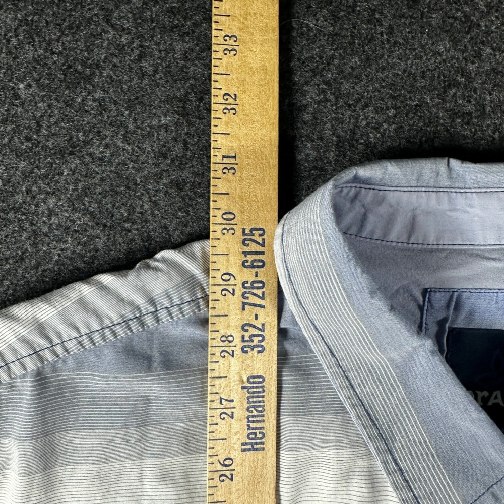 Prana Mens XL Short Sleeve Button Down Shirt Blue Ombre Stripe Organic Cotton - Picture 5 of 5